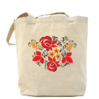 Холщовая сумка шоппер цветы узор