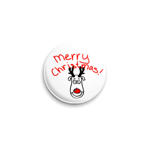 Значок 25мм с принтом Merry Christmas !