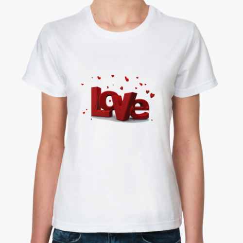 Классическая футболка с принтом Love