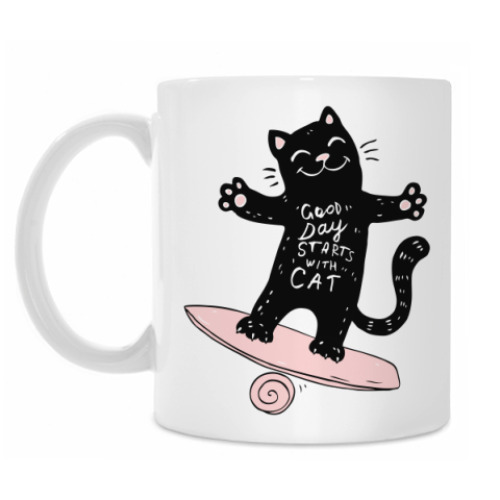 Кружка с принтом Черный кот