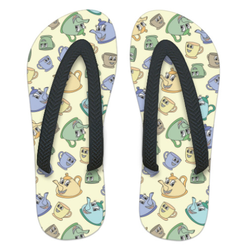 Шлепанцы (сланцы) с принтом Чайники