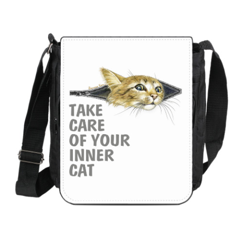 Сумка на плечо (мини-планшет) с принтом Береги своего  Кота