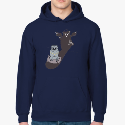 Толстовка худи с принтом Мопс