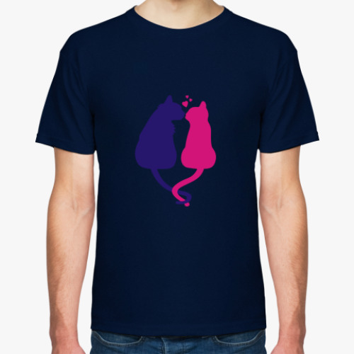 Футболка с принтом Кот и кошка