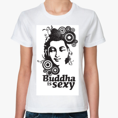 Классическая футболка с принтом Buddha is sexy