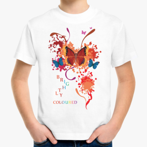 Детская футболка с принтом Яркие бабочки