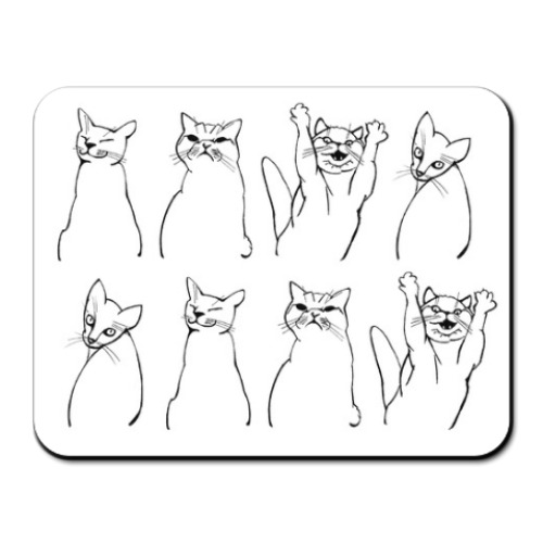 Коврик для мыши с принтом Кошачьи характеры