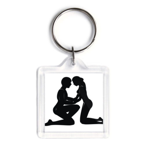 Брелок с принтом пара силуэт