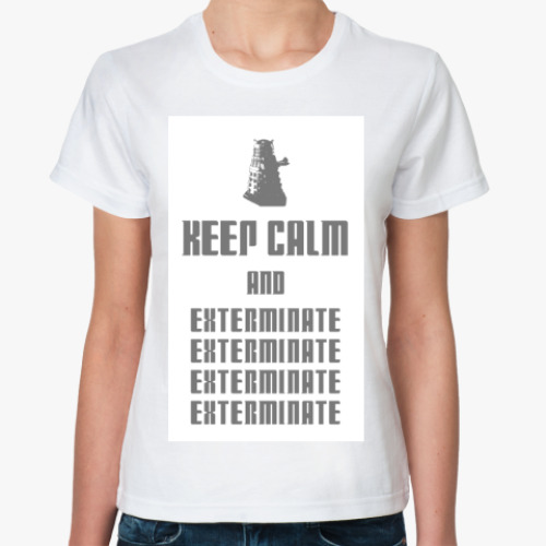 Классическая футболка с принтом Keep calm, Dalek