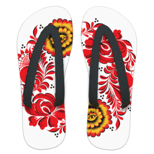 Шлепанцы (сланцы) с принтом Хохлома