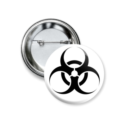 Значок 37мм с принтом Биологическая опастность