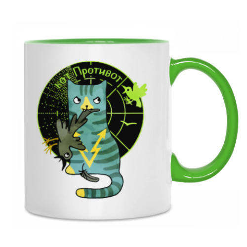 Кружка с принтом кот Противот  из серии 'Military cats'