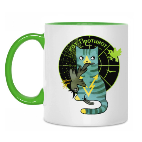 Кружка с принтом кот Противот  из серии 'Military cats'