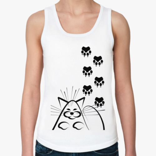 Женская майка с принтом Fat cat