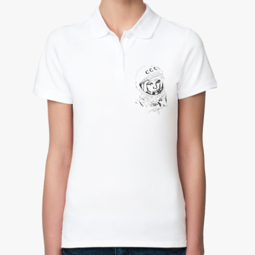 Женская рубашка поло (печать) с принтом Yuri Gagarin