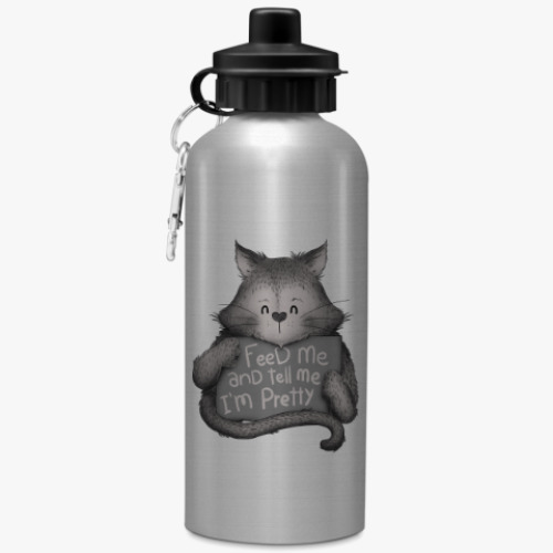 Бутылка с карабином (500 мл) с принтом Покорми меня