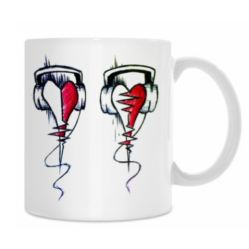 Кружка с принтом Сердца меломаны