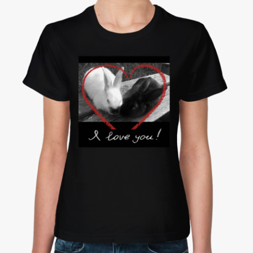 Женская футболка с принтом Зайцы-кролики