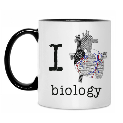 Кружка с принтом I love BIOLOGY