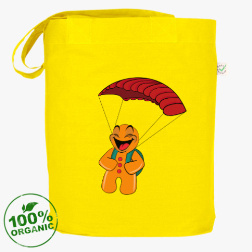 Сумка шоппер с принтом Пряничный человечек прыжок с парашютом