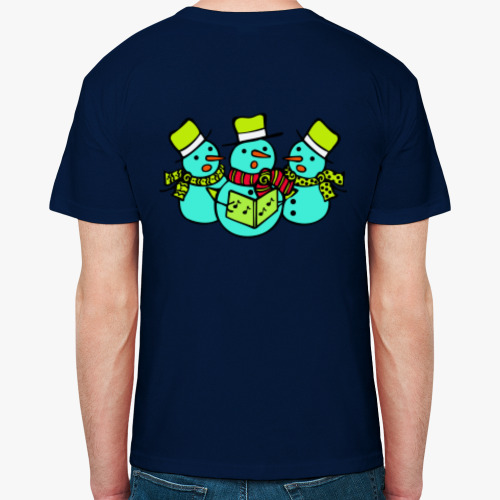 Футболка с принтом Рождественские снеговики