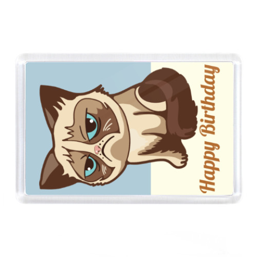 Магнит с принтом Угрюмый кот Тард - Grumpy Cat