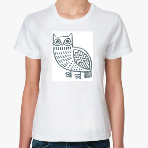 Классическая футболка с принтом  Сова