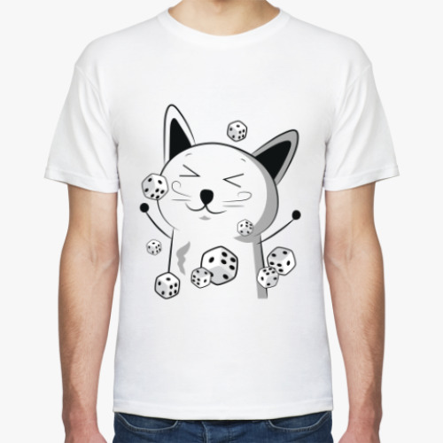 Футболка с принтом Счастливый Котэ с кубиками