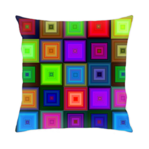 Подушка с принтом Неоновые квадраты