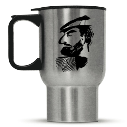 Кружка-термос с принтом Довлатов в кепке