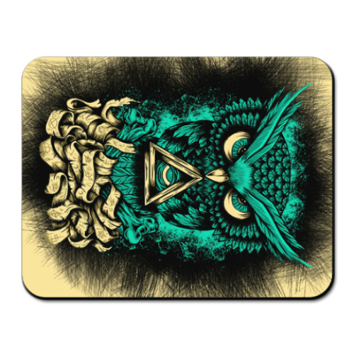 Коврик для мыши с принтом Сова (Owl) - всевидящее око