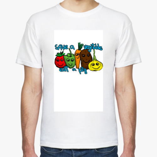 Футболка с принтом save a vegetable-eat  a pig