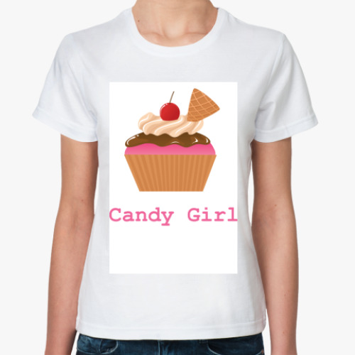 Классическая футболка с принтом Candy Girl