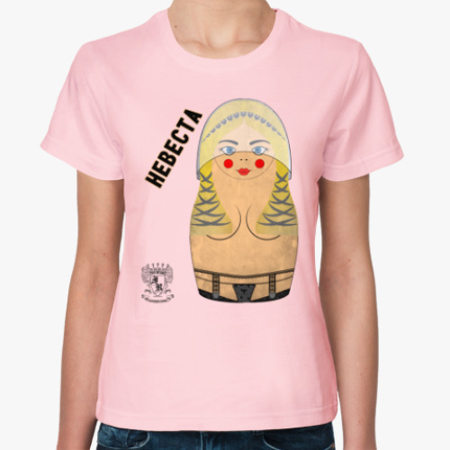 Женская футболка с принтом Невеста матрешка