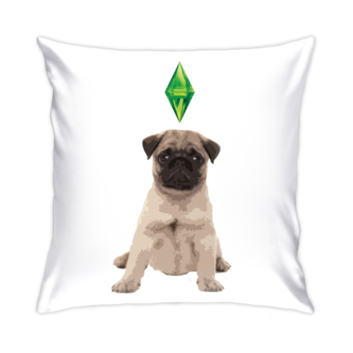 Подушка с принтом мопс, симс, the sims, для детей