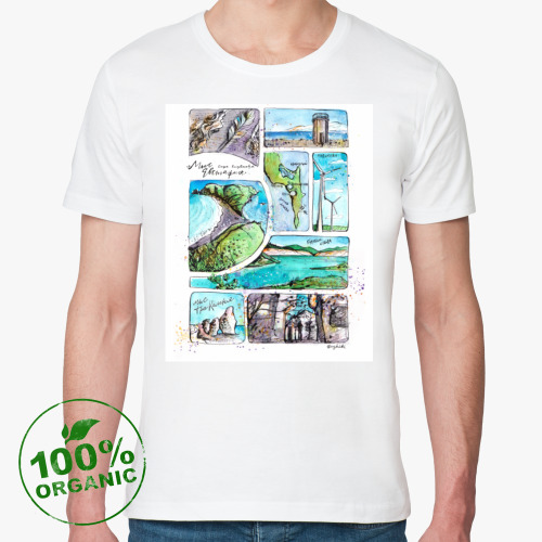 Футболка из органик-хлопка с принтом мыс Евстафия Сахалин