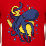 Морское чудовище осьминог обвивший якорь под водой