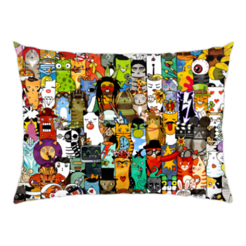 Подушка с принтом Персонажи коты в коллаже