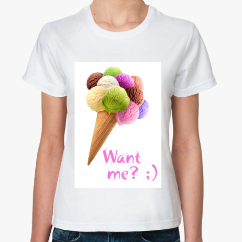 Классическая футболка с принтом  Ice-cream