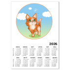 Календарь A3 2026, белый Котена и одуванчик