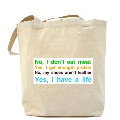 Сумка шоппер с принтом Нет, я не ем мясо