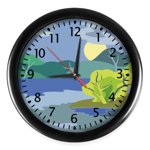 Настенные часы с принтом Озеро