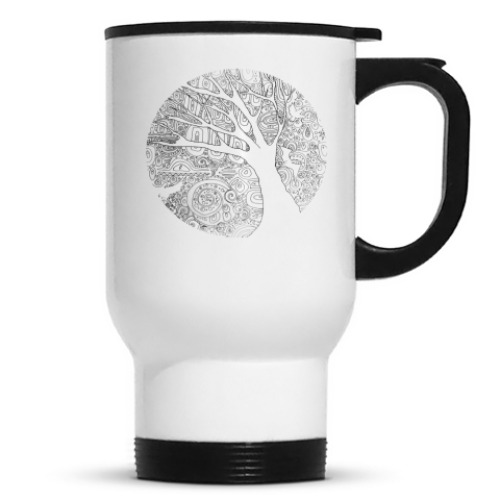 Кружка-термос с принтом Узорное дерево