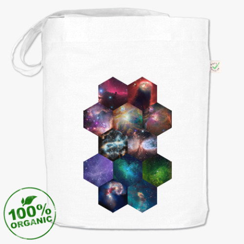 Сумка шоппер с принтом Космический гексагон