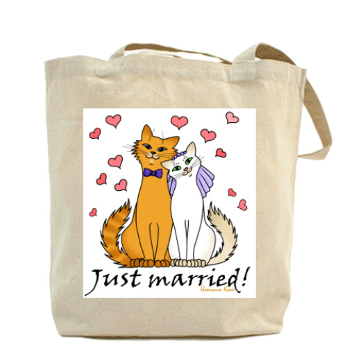 Сумка шоппер с принтом Just married