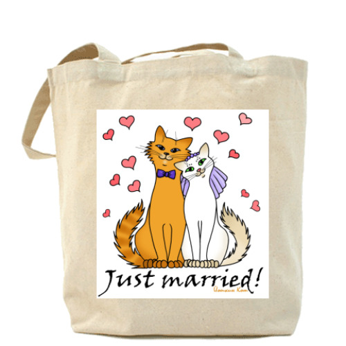 Сумка шоппер с принтом Just married
