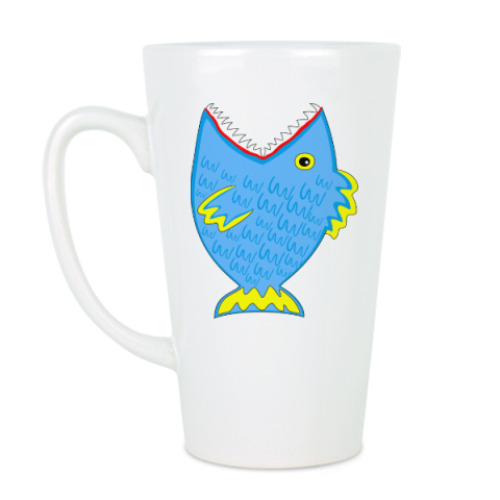 Чашка Латте с принтом Зубастая рыба