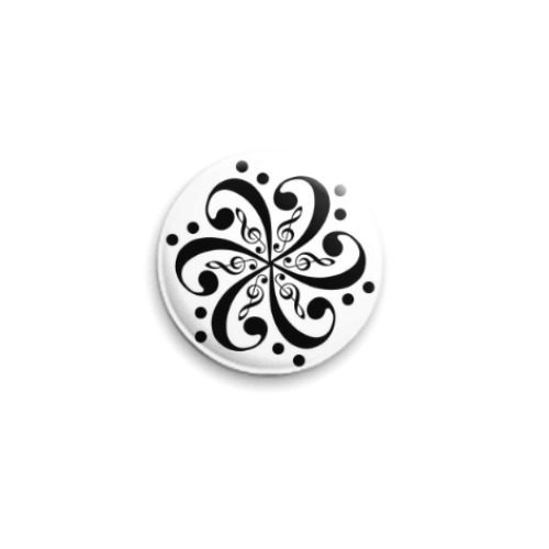 Значок 25мм с принтом Ноты узор