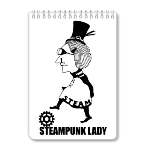 Блокнот с принтом 'Стимпанк леди'