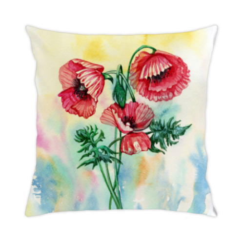 Подушка с принтом три мака